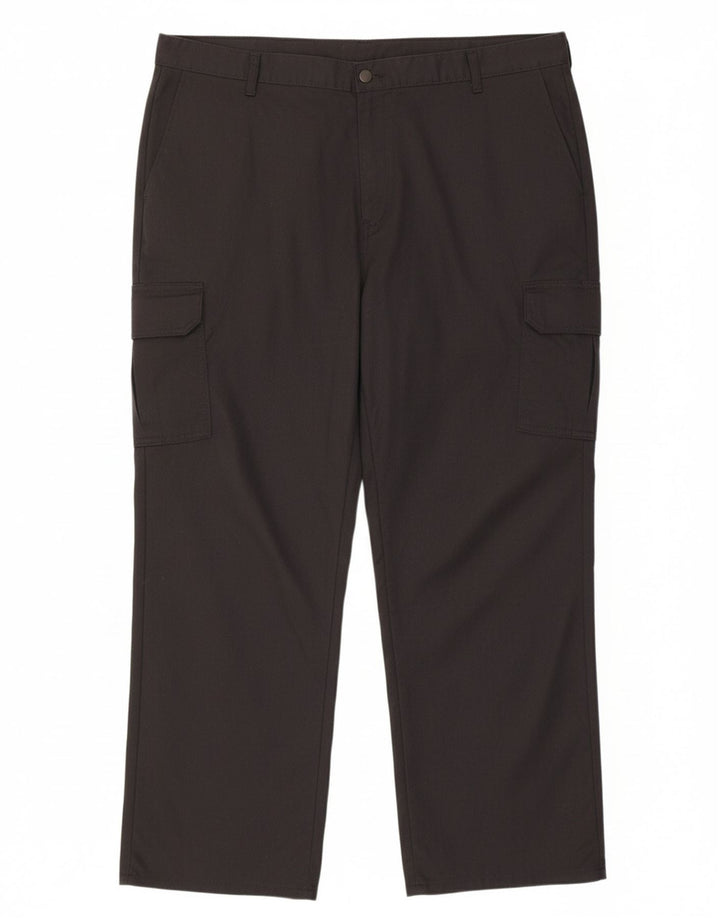 DICKIES Mens Straight Cargo Trousers W42 L30 Black Polyester
