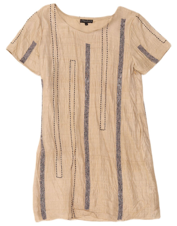 Abito a trapezio da donna Aftershock UK 14 a righe beige grandi