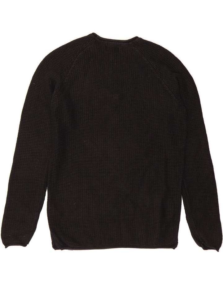 JACK & JONES Mens Crew Neck Jumper Sweater Medium Black Cotton Vintage Jack & Jones and Second-Hand Jack & Jones from Messina Hembry 