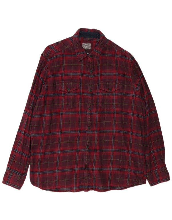 Fat Face Chemise en flanelle pour homme XL en coton à carreaux bordeaux