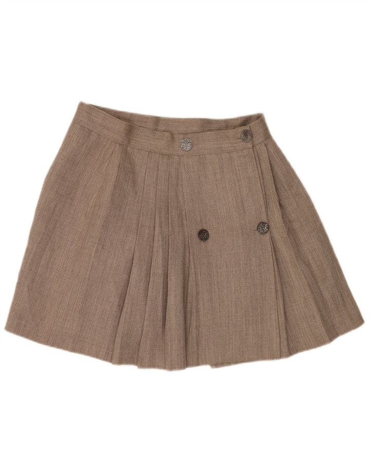 Vintage Kvinders Mini Wrap Nederdel W28 Medium Brun Uld