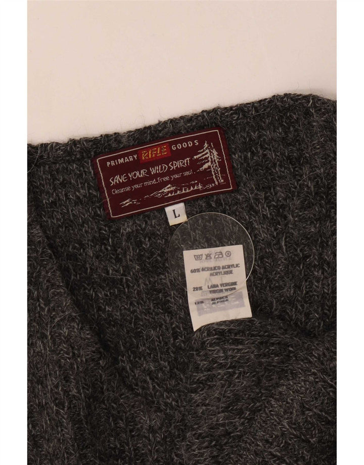 Rifle Mens V-Neck Jumper Sweater Large Grey Acrylic