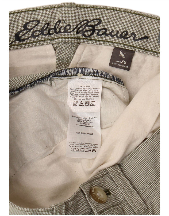 EDDIE BAUER Mens Chino Shorts W30 Medium Khaki Houndstooth Cotton