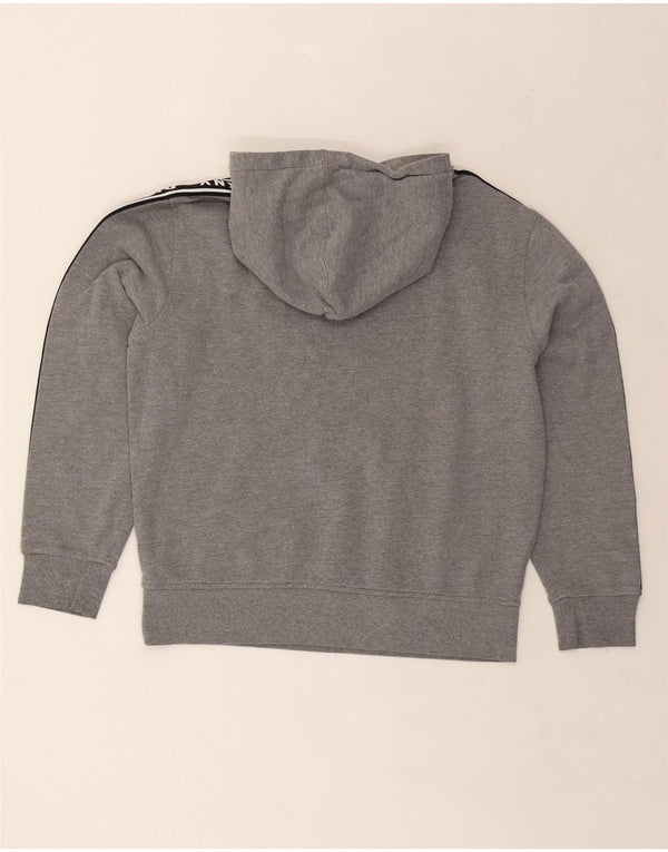 Dkny Dame Grafisk Hoodie Jumper UK 14 Medium Grey Colourblock Bomuld