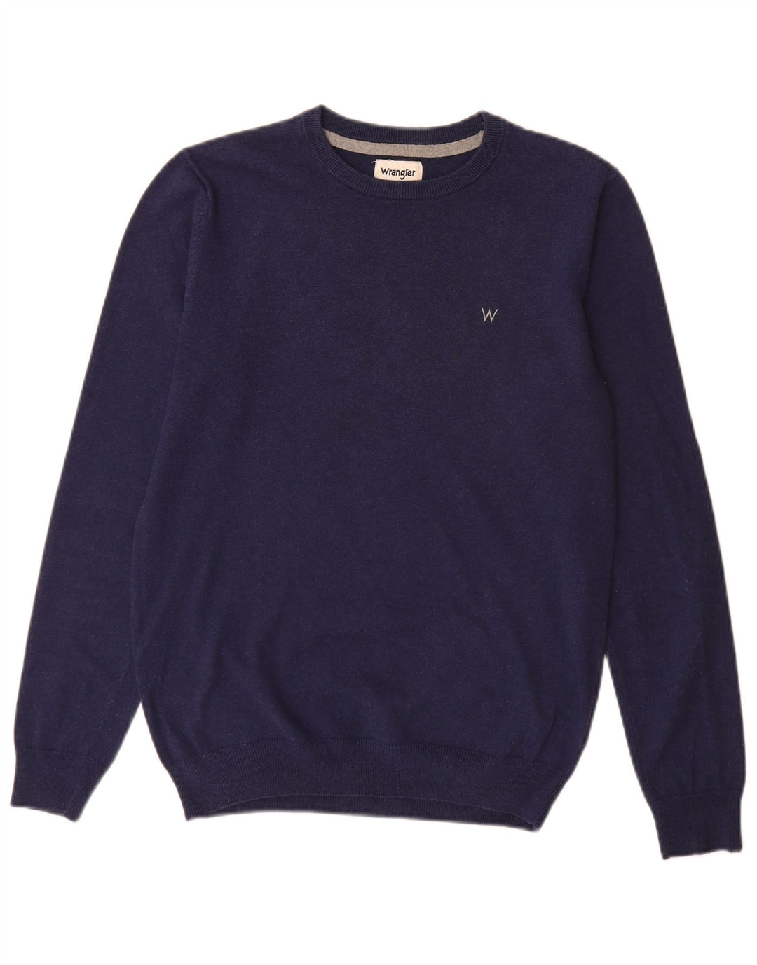 Wrangler Mens Boat Neck Jumper Sweater Medium Navy Blue Cotton