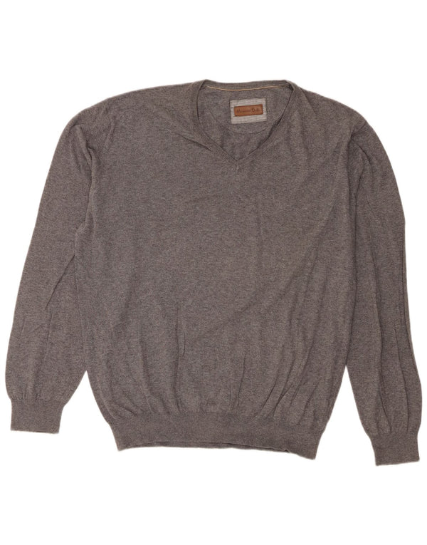 Мужской свитер Massimo Dutti Regular Fit с v-образным вырезом 2XL, серый