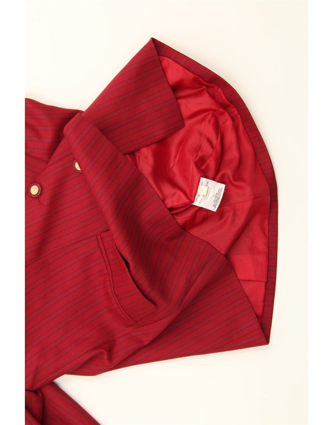 HENRY WHITE Womens 4 Button Blazer Jacket UK 12 Medium  Red Striped Wool Vintage Henry White and Second-Hand Henry White from Messina Hembry 