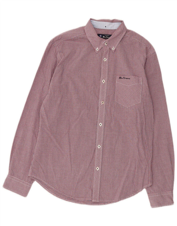 Ben Sherman Mens Shirt Medium Red Check Cotton