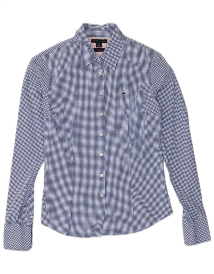 Tommy Hilfiger Womens Shirt US 4 Small Blue Gingham Cotton