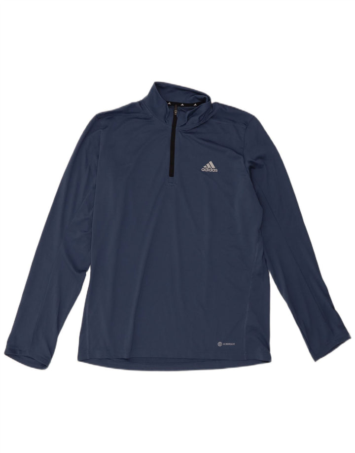 Adidas Mens Aeroready Zip Neck Pullover Tracksuit Top Medium Navy Blue