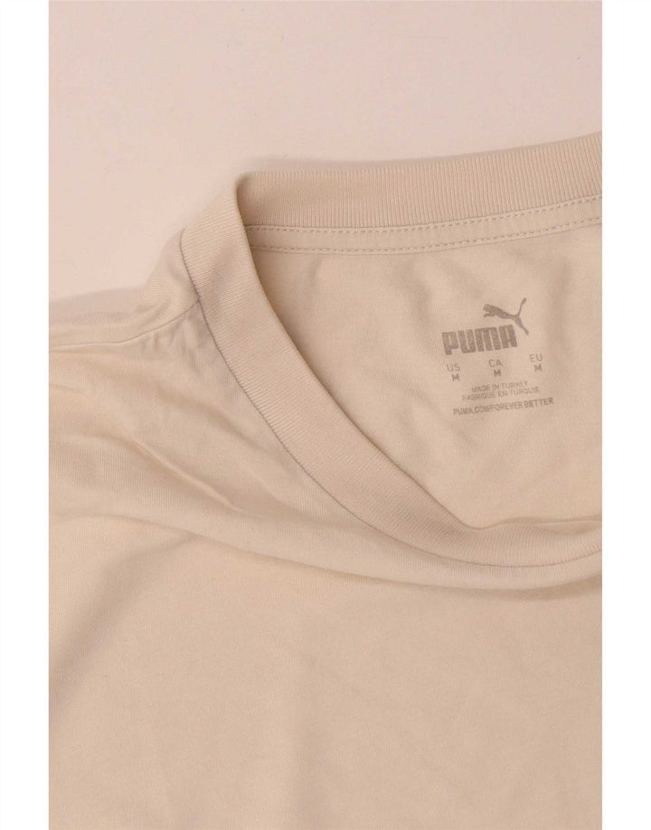T-shirt da uomo Puma Top in cotone bianco sporco medio
