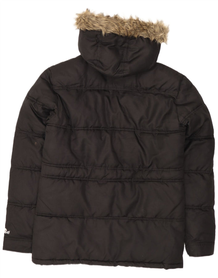 Ellesse Mens Hooded Padded Jacket UK 38 Medium Black Polyester