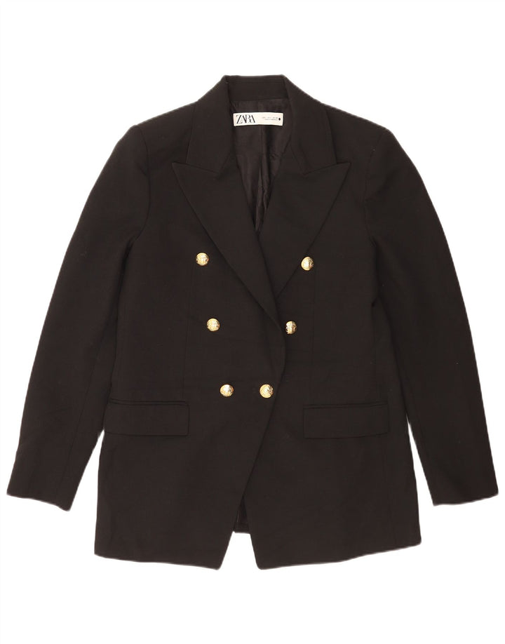 Zara Dame Dobbeltradet Blazer Jacket UK 16 Stor Sort Polyester