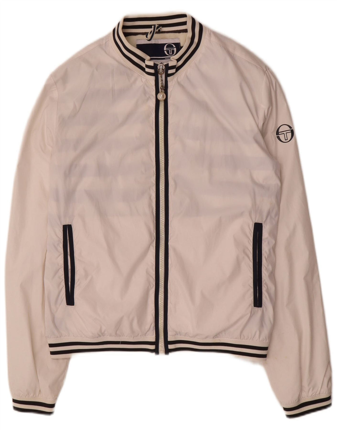 Giacca da ginnastica da donna Sergio Tacchini US 12 Large White Striped