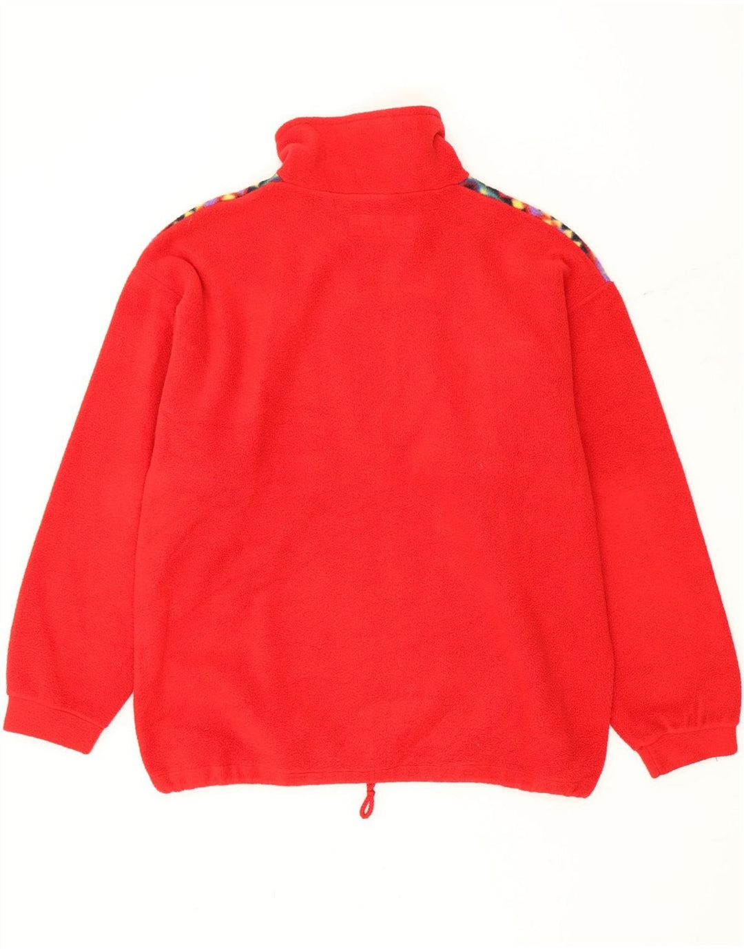 vintage Mens Zip Neck Fleece Jumper Moyen Rouge Géométrique Polyester
