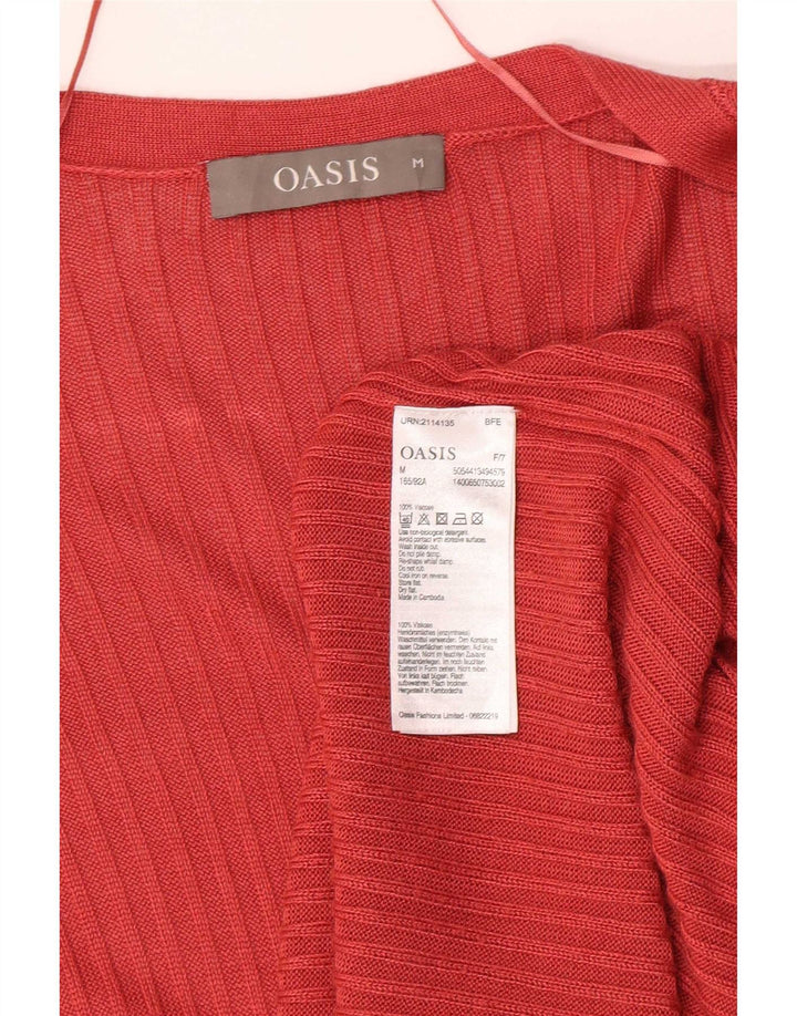 Oasis Womens Longline Open Cardigan Sweater UK 12 Medium Red Viscose
