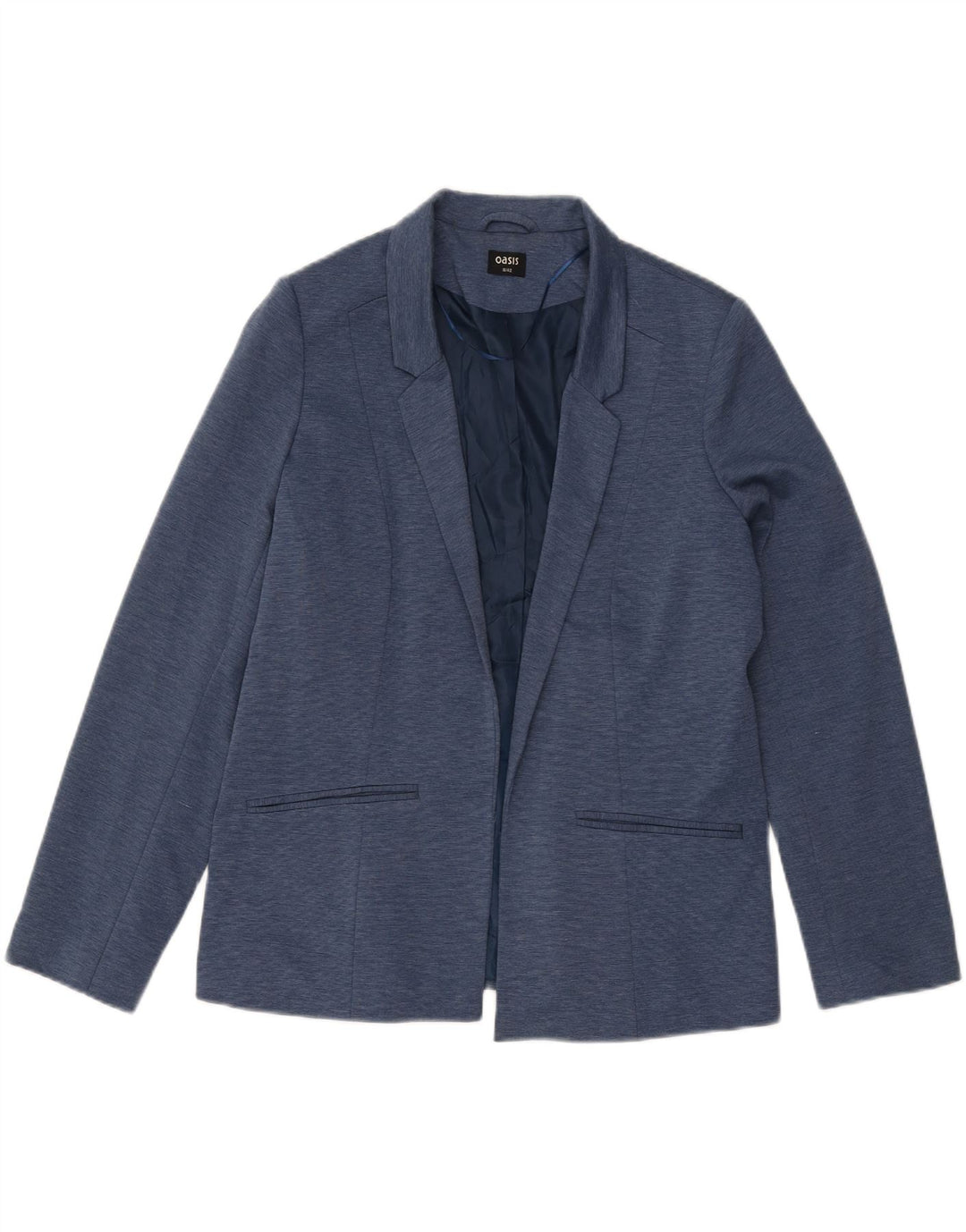OASIS Womens Open Blazer Jacket UK 16 Large Blue Pinstripe Polyester Vintage Oasis and Second-Hand Oasis from Messina Hembry 