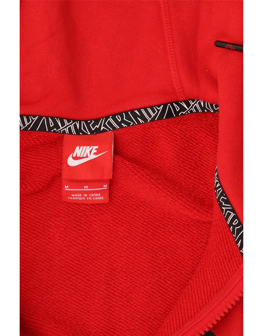 NIKE Herren-Kapuzenpullover mit grafischem Reißverschluss, mittelrote Baumwolle