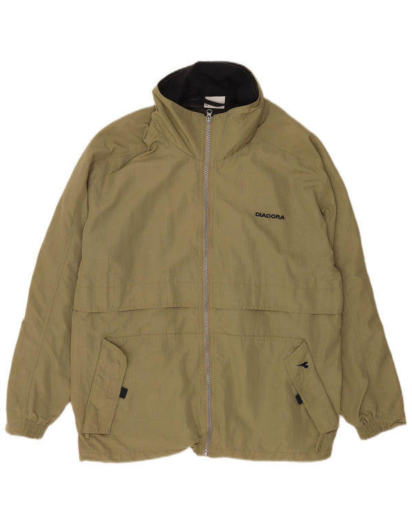 Giacca antipioggia da uomo Diadora con vestibilità ampia con cappuccio UK 36 Small Khaki Poliammide