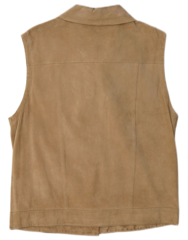 Gilet vintage da donna in pelle scamosciata EU 40 in pelle beige media