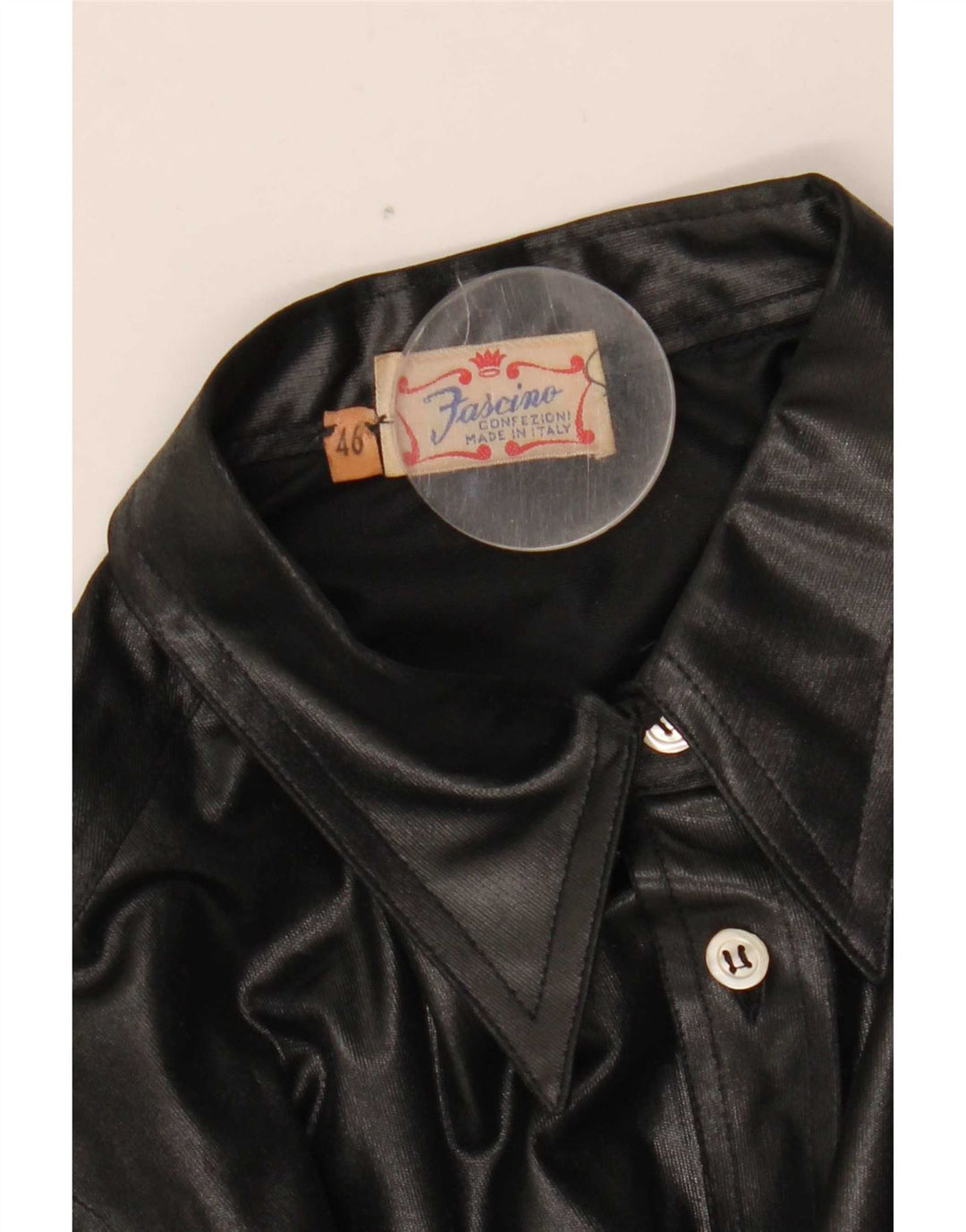 Fascino Womens Leather Shirt IT 46 Large Black