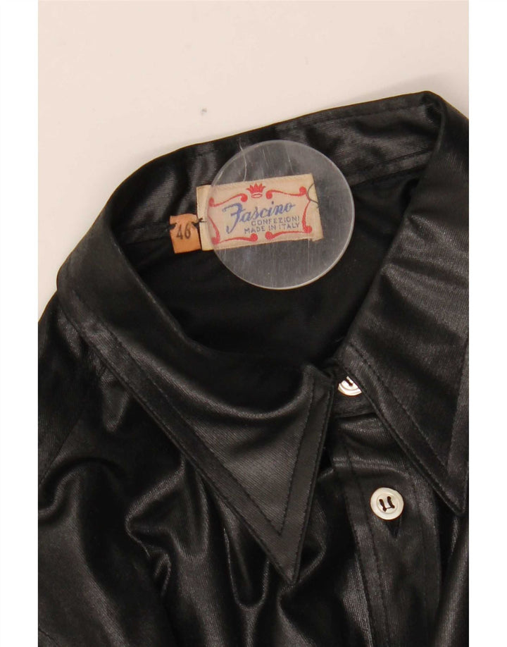 Fascino Womens Leather Shirt IT 46 Large Black