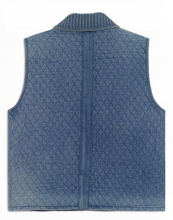 Blue Willi's Dame Quilted Denim Gilet UK 14 Medium Bomuld