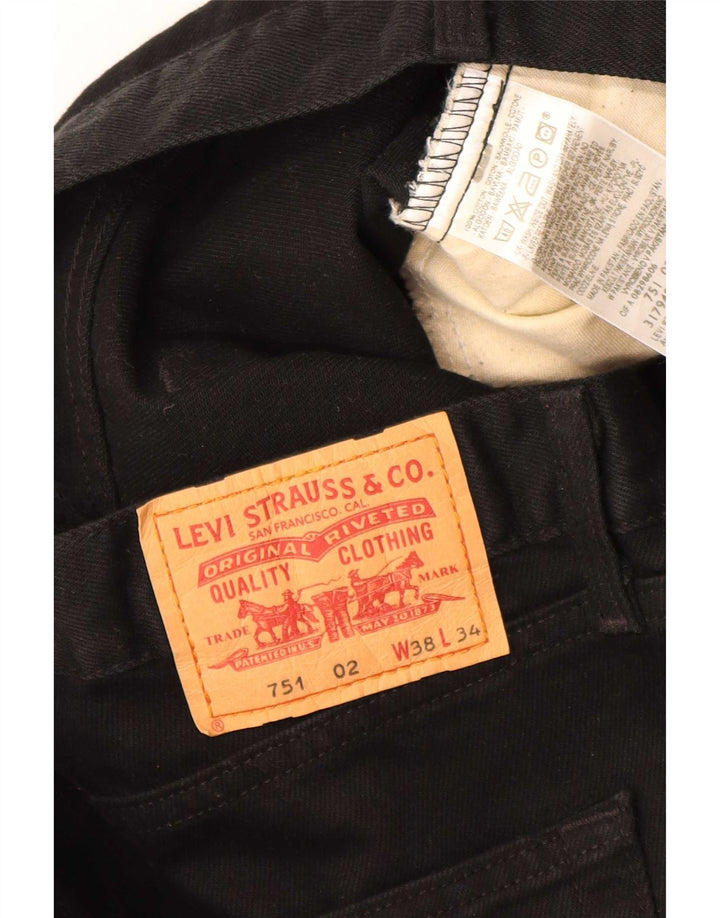 Levi's Mens 751 Straight Jeans W38 L34 Black Cotton