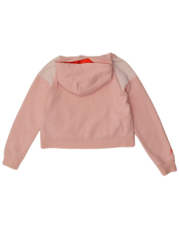 Jordan Girls Crop Graphic Hoodie Jumper 12-13 Years Large Pink Colourblock