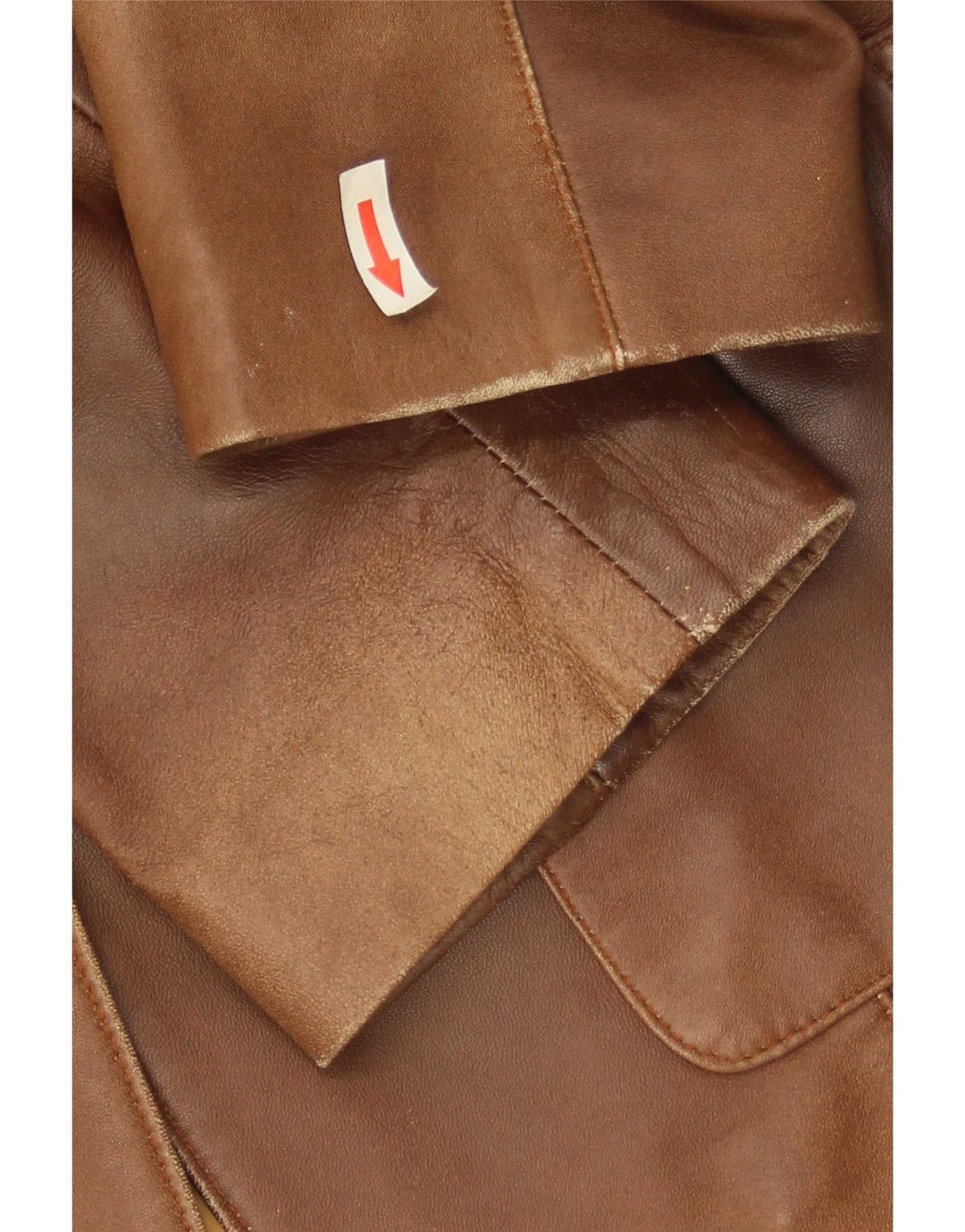 Vintage mujer 1 botón cuero Blazer chaqueta Reino Unido 10 pequeño marrón
