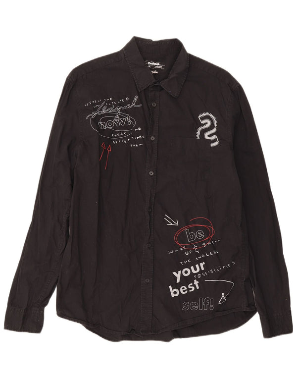 Desigual Mens Graphic Regular Fit Shirt XL Black Cotton
