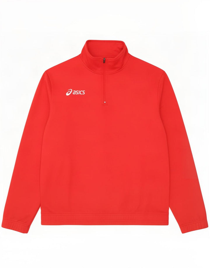 Felpa Asics con collo con zip per ragazzi, 13-14 anni, poliestere rosso