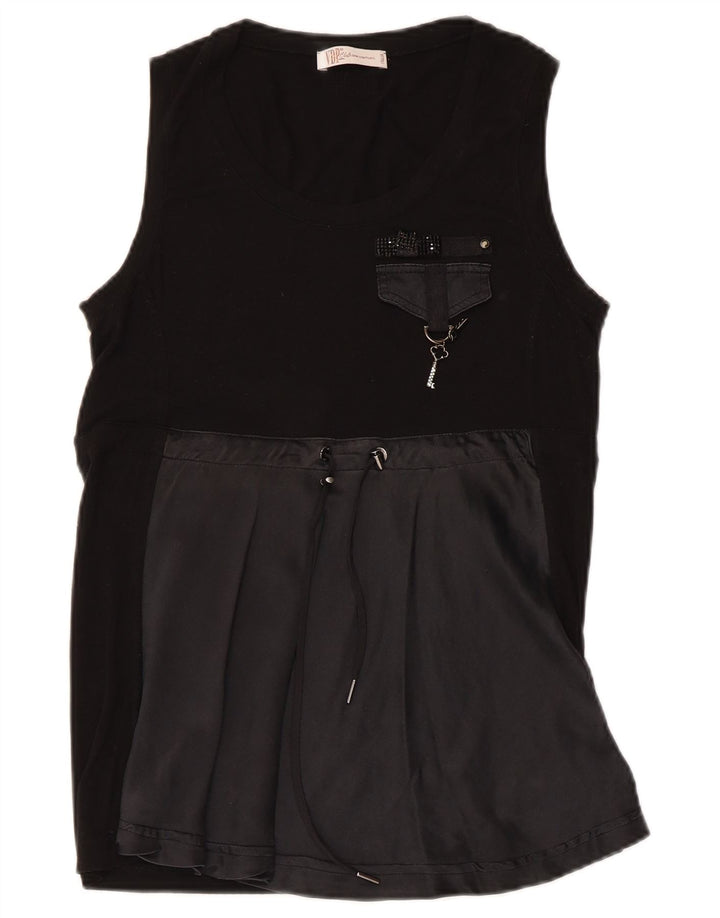 Womens Sleeveless Blouse Top IT 44 Medium Black Viscose