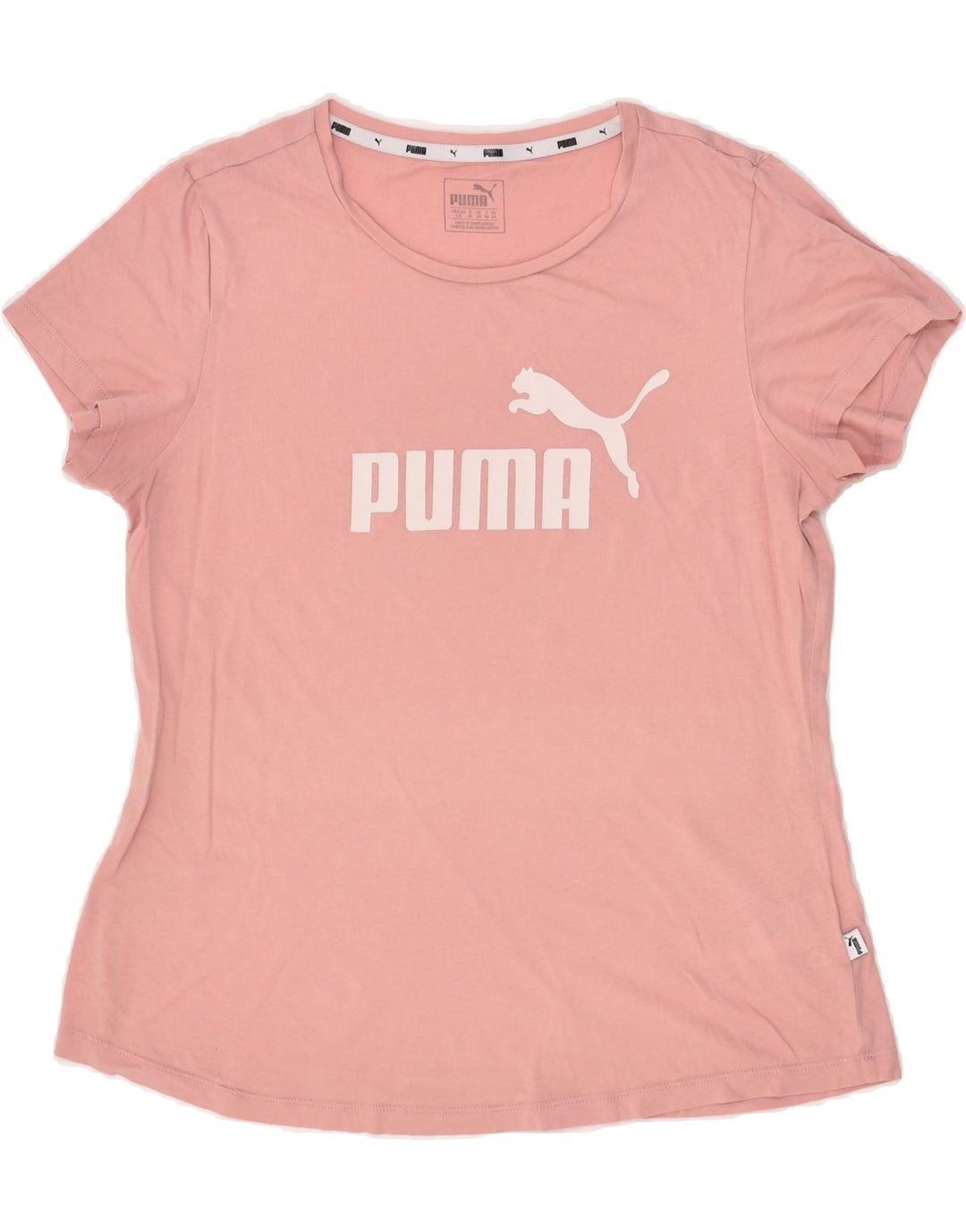 PUMA Womens Graphic T-Shirt Top UK 14 Large Pink Cotton | Vintage Puma | Thrift | Second-Hand Puma | Used Clothing | Messina Hembry 