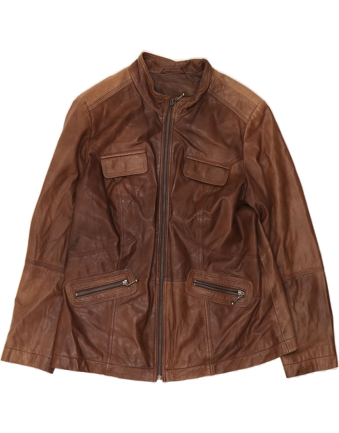 YOUR SIXTH SENSE Womens Bomber Jacket UK 16 Large Brown Vintage Your Sixth Sense and Second-Hand Your Sixth Sense from Messina Hembry 