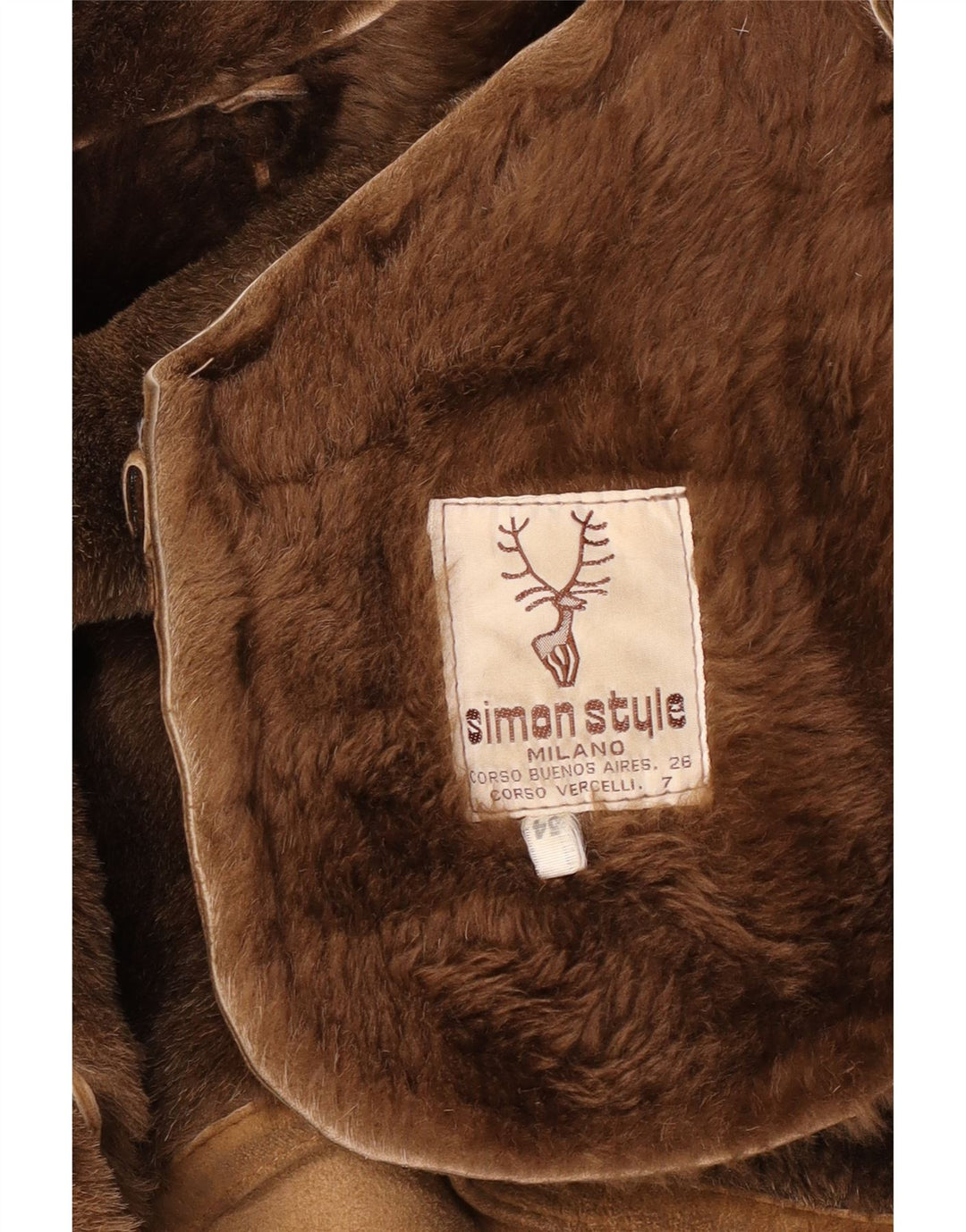 Vintage Mens Shearling Overcoat IT 54 2XL Beige