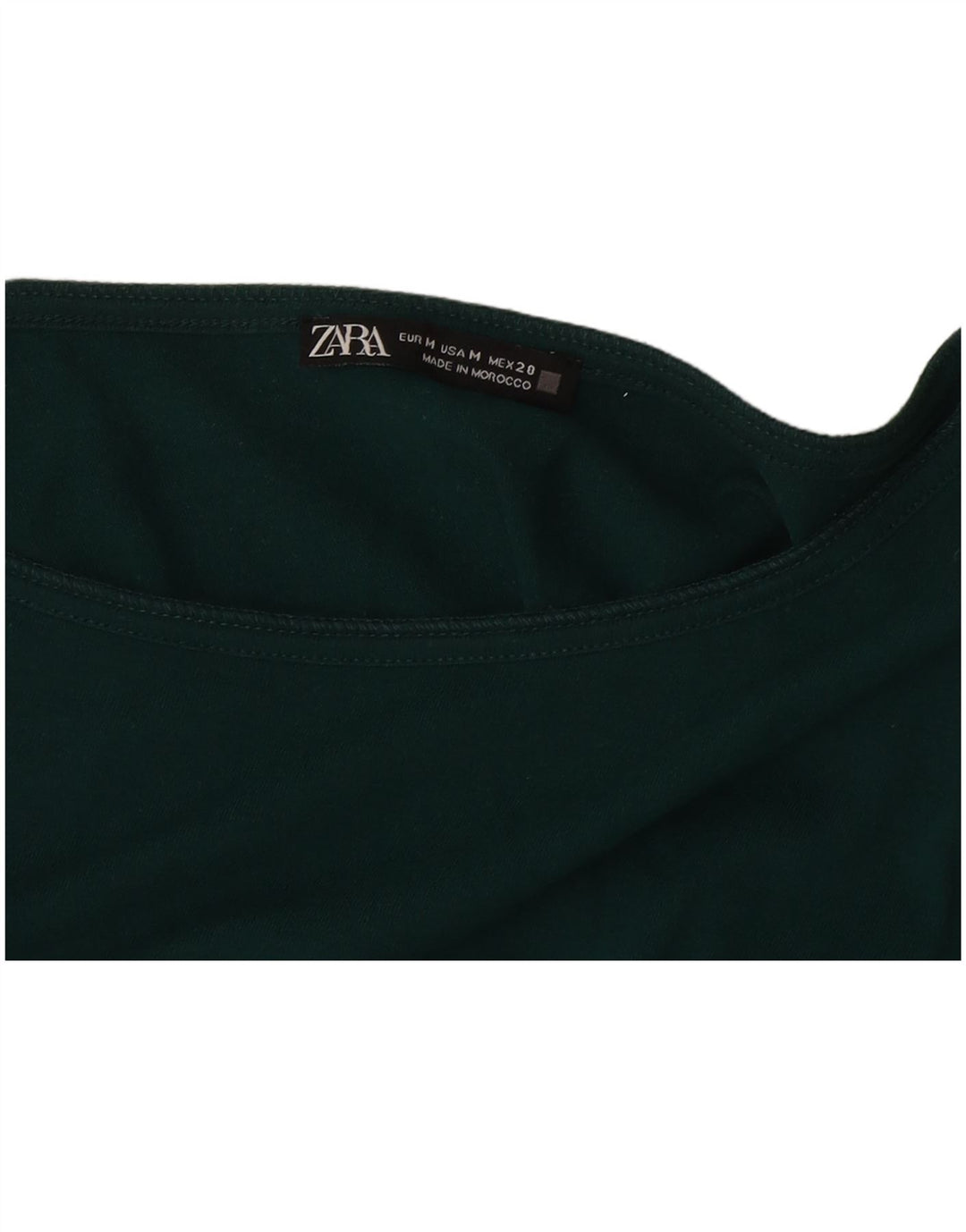 Zara Womens Crop Top Long Sleeve UK 14 Medium Green