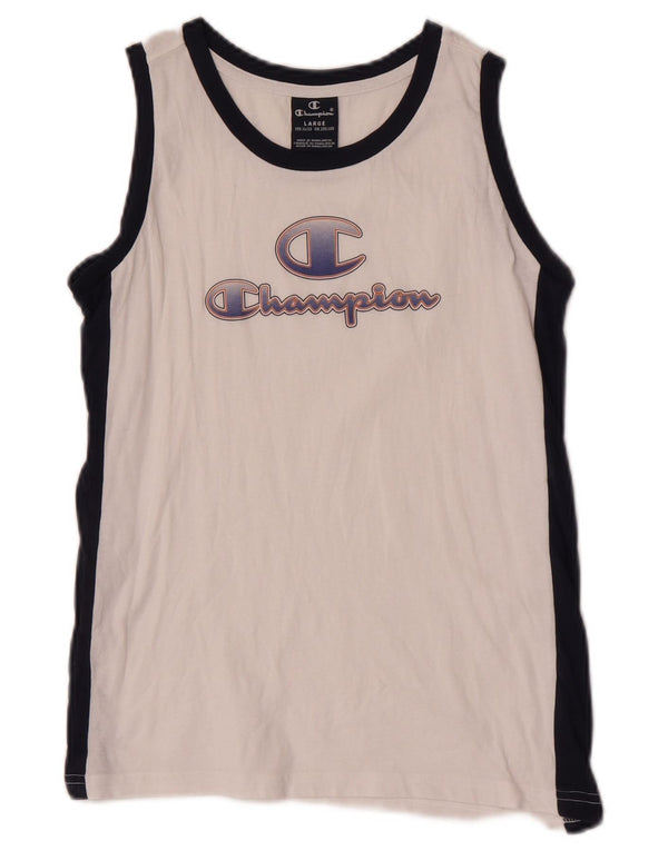 Champion Tanktop mit Grafik für Jungen, 11–12 Jahre, Größe L, Weiß, Farbblock