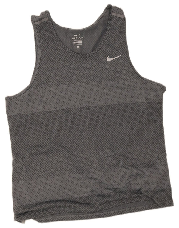 Canotta Nike Dri Fit da uomo, grande, in poliestere a righe grigie