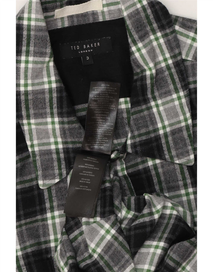 Ted Baker Camisa de franela para hombre Talla 3 Algodón a cuadros verde mediano