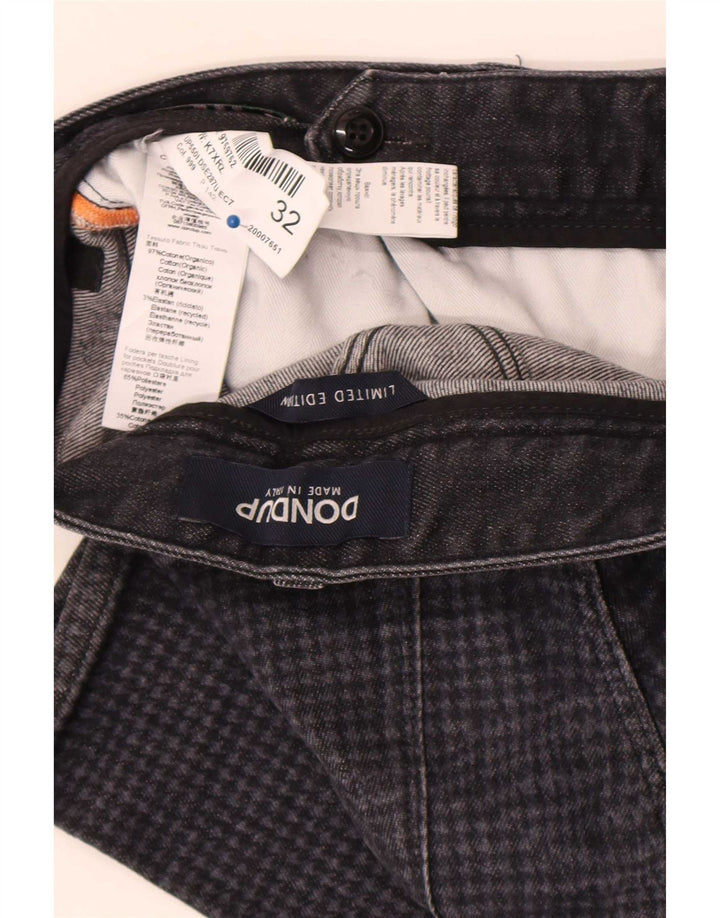 Dondup Mens Slim Jeans W32 L30 Cinza Houndstooth Algodão