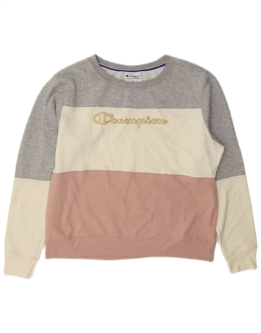 Champion Womens Sweatshirt Jumper UK 16 Large Multicoloured Colourblock