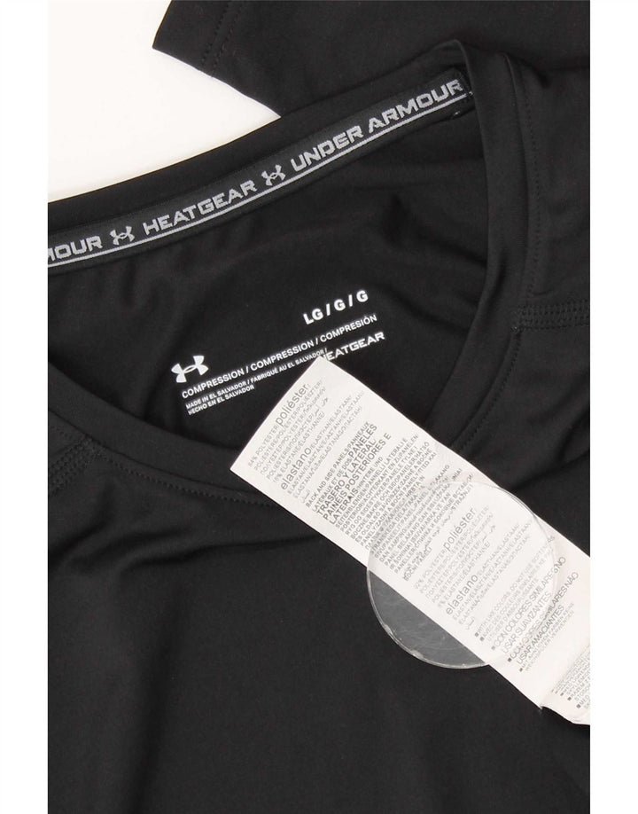 Under Armour Camiseta Heat Gear para hombre de manga larga, poliéster negro grande