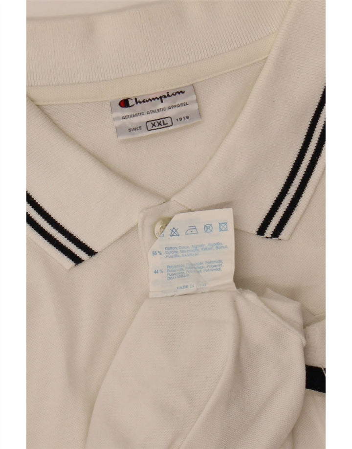 CHAMPION Mens Polo Shirt 2XL White Cotton