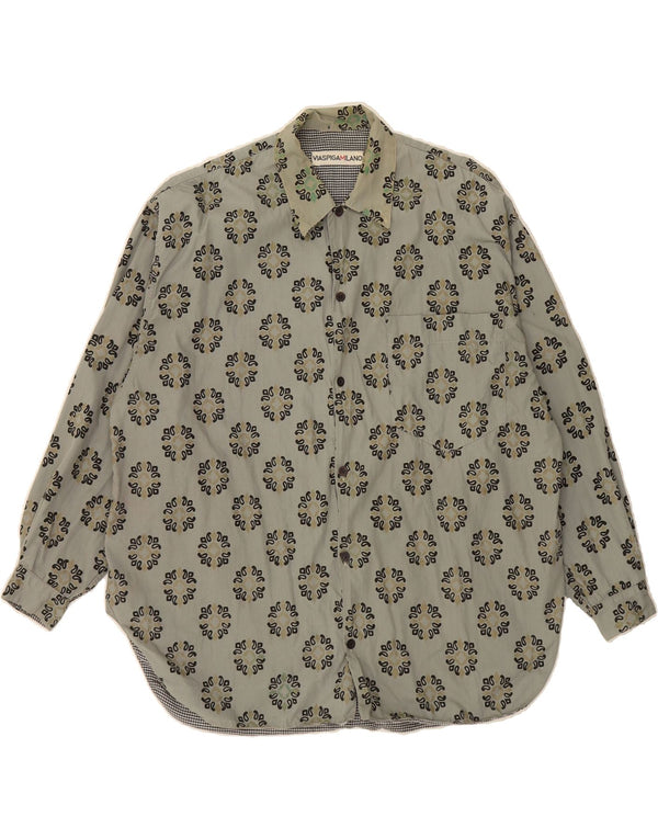 VIA SPIGA Mens Shirt Large Green Paisley