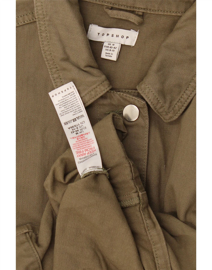 Topshop Damen-Bomberjacke in Übergröße, UK 14, mittlere Khaki-Baumwolle