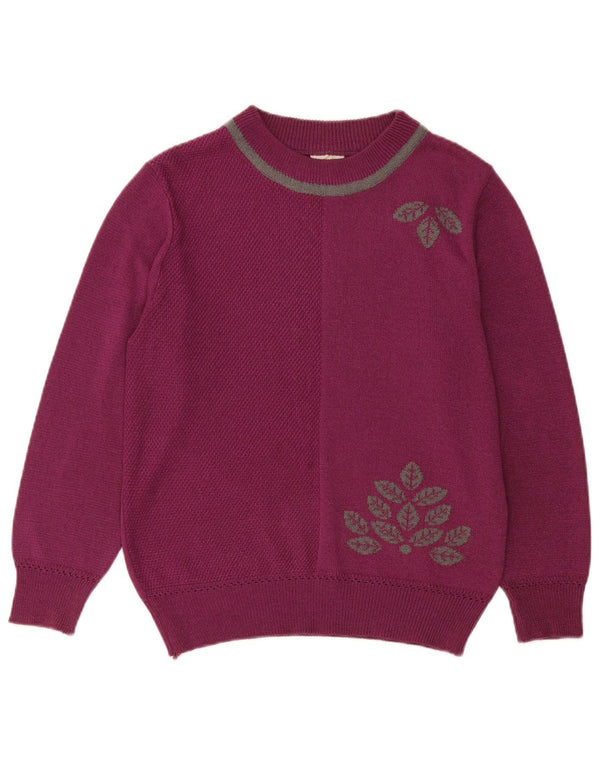 Pulover Vintage pentru damă supradimensionat cu decolteu rotund IT 40 Mic Violet Floral