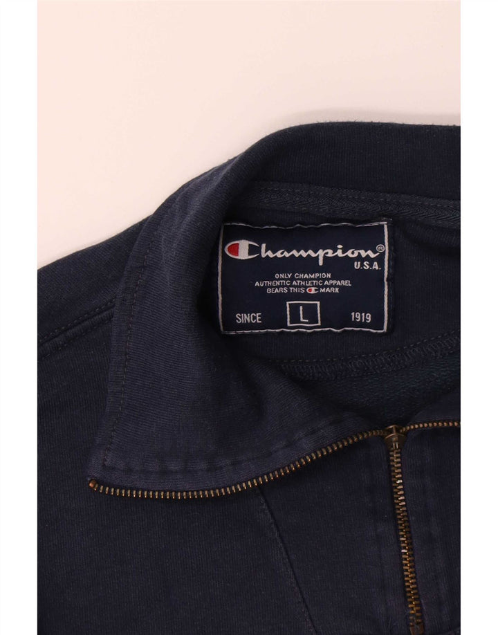 Felpa Champion da uomo con zip e collo, maglione grande, blu navy