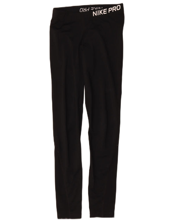 Nike Dame Grafiske Leggings UK 12 Medium Sort Bomuld
