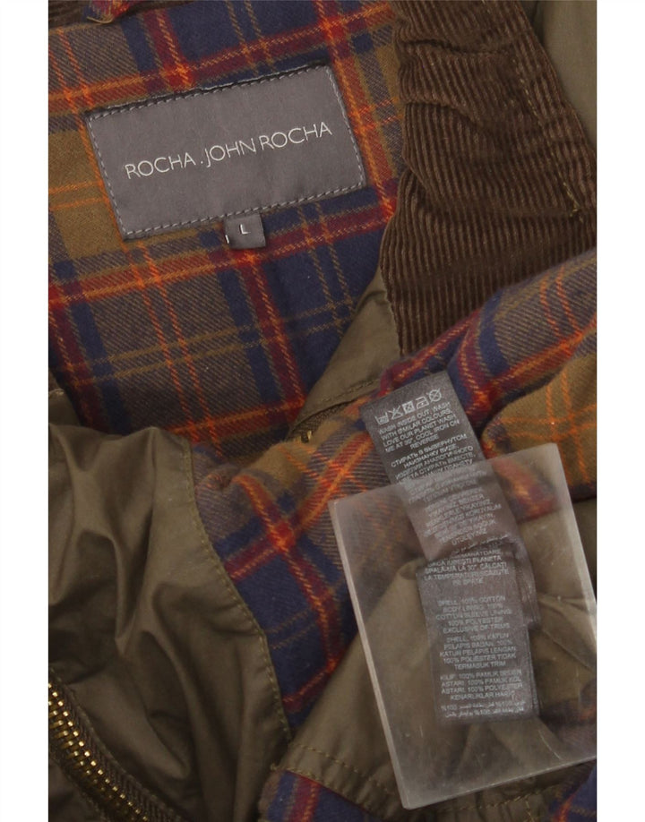John Rocha Mens Utility Jacket UK 40 Large Khaki Cotton